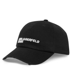 Czapka z daszkiem Karl Lagerfeld Jeans. Czarne czapki z daszkiem Karl Lagerfeld Jeans, bez wzorów, z jeansu. Za 239.99 zł.