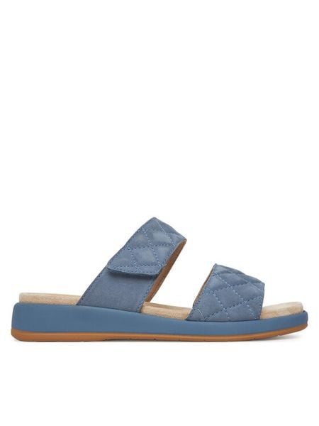 Caprice Klapki 9-27204-44 Niebieski. Niebieskie klapki Caprice, bez wzorów, ze skóry, bez obcasa, bez zapięcia. Za 135.99 zł.