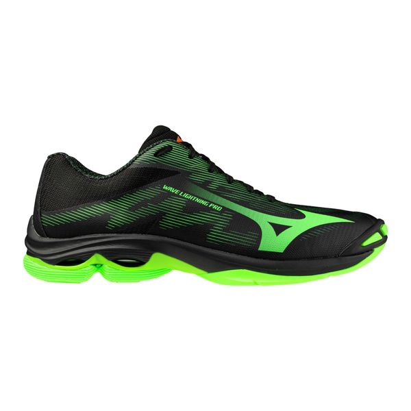 Buty halowe Mizuno Wave Lightning Pro. Czarne buty treningowe Mizuno, bez wzorów, z gumy, bez zapięcia, do siatkówki, mizuno wave. Za 379.99 zł.