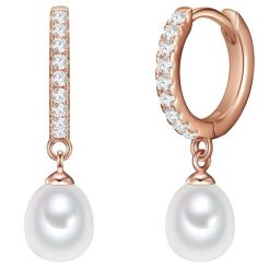 Valero Pearls Srebrne kolczyki kreole srebro wysokiej próby Cyrkonia Perła hodowlana słodkowodna żółte złoto Kolczyki koła 1 ct Damski. Szare kolczyki Valero Pearls, z cyrkonią, pozłacane. Za 359.99 zł.