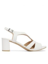 Caprice Sandały 9-28308-46 Biały. Białe sandały Caprice, bez wzorów, ze skóry, bez obcasa, na słupku, bez zapięcia. Za 228.99 zł.