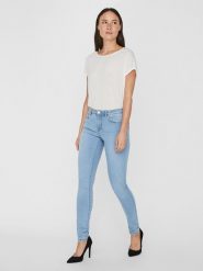 Vero Moda Dżinsy "Tanya" - Skinny fit - w kolorze błękitnym rozmiar: XS/L34. Niebieskie jeansy Vero Moda, l, z aplikacjami, ze skóry, klasyczne. Za 48.39 zł.