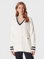 Tommy Hilfiger Sweter Varsity WW0WW38268 Biały Relaxed Fit. Białe swetry Tommy Hilfiger, s, bez wzorów, z syntetyku, bez ramiączek. Za 919.99 zł.
