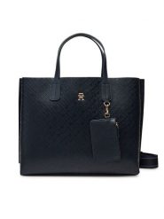 Tommy Hilfiger Torebka Th Distinct Satchel Mono AW0AW17174 Granatowy. Niebieskie torebki klasyczne Tommy Hilfiger, bez wzorów, ze skóry, bez dodatków. Za 379.99 zł.