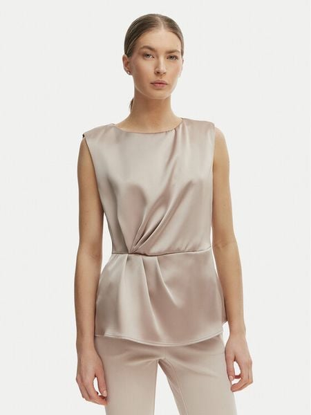 Rinascimento Bluzka CFC0127460003 Beżowy Regular Fit. Brązowe bluzki Rinascimento, xl, bez wzorów, z syntetyku, bez kołnierzyka, bez ramiączek. Za 249.99 zł.
