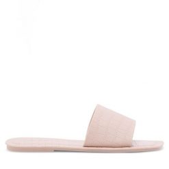 Klapki JENNY. Brązowe klapki Jenny, bez wzorów, bez obcasa, bez zapięcia. Za 39.99 zł.