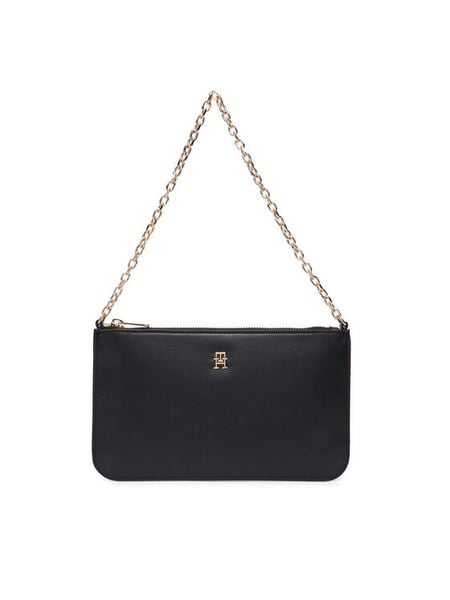 Tommy Hilfiger Torebka Th Icon Chain Shoulder Pouch AW0AW18298 Czarny. Czarne kopertówki Tommy Hilfiger, bez wzorów, ze skóry, wizytowe, bez dodatków. Za 369.99 zł.