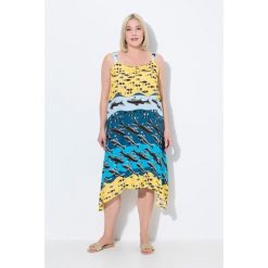 Damskie Sukienka ryby krój trapezowy dekolt w szpic bez rękawów. Zielone sukienki Ulla Popken, plus size, bez wzorów, z materiału, sportowe, bez kołnierzyka, plus size, bez ramiączek, sportowe. Za 279.99 zł.