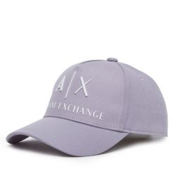 Czapka z daszkiem Armani Exchange. Fioletowe czapki z daszkiem Armani Exchange, bez wzorów. Za 149.99 zł.