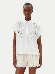TWINSET Koszula 251TP2171 Biały Regular Fit. Białe koszule Twinset, bez wzorów, z bawełny, bez kołnierzyka, bez ramiączek. Za 869.99 zł.