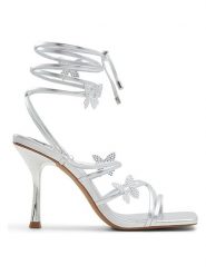 CALL IT SPRING Sandały w kolorze srebrnym na szpilce rozmiar: 37. Szare sandały Call it Spring, bez wzorów, z otwartym noskiem, bez obcasa, na koturnie, bez zapięcia. Za 130.99 zł.