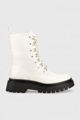 Answear Lab workery damskie kolor biały na platformie. Białe botki Answear Lab, bez wzorów, z okrągłym noskiem, bez obcasa, na platformie, bez zapięcia. Za 269.99 zł.