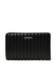 Calvin Klein Duży Portfel Damski Mini Line Quilt Medium Bifold K60K613063 Czarny. Czarne portfele Calvin Klein, bez wzorów, ze skóry. Za 219.99 zł.