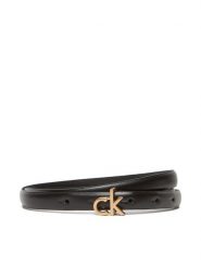 Calvin Klein Pasek Damski Ck Buckle Skinny Belt 15Mm LV04F7034G Czarny. Czarne paski Calvin Klein, bez wzorów, ze skóry. Za 199.99 zł.