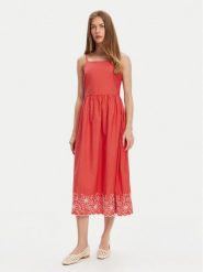 United Colors Of Benetton Sukienka letnia 4KUSDV0B7 Czerwony Regular Fit. Czerwone sukienki United Colors Of Benetton, m, bez wzorów, z bawełny, bez kołnierzyka, bez ramiączek. Za 339.99 zł.