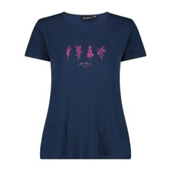 T-shirt z szerokim dekoltem damski CMP. Niebieskie t-shirty CMP, bez wzorów, sportowe, bez kołnierzyka, bez ramiączek. Za 217.50 zł.