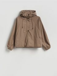 Parka z kapturem - brązowy. Brązowe płaszcze Reserved, l, bez wzorów, z tkaniny, z kapturem. Za 199.99 zł.