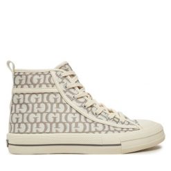Trampki Guess. Szare trampki Guess, z aplikacjami, bez zapięcia. Za 399.99 zł.