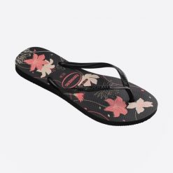 Japonki damskie Havaianas Slim Organic. Czarne japonki Havaianas, bez wzorów, z kauczuku, sportowe. Za 89.99 zł.