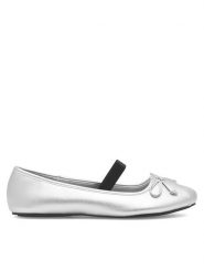 Jenny Fairy Baleriny WFA2563-1A Srebrny. Szare baleriny Jenny Fairy, bez wzorów, ze skóry, bez obcasa, bez zapięcia. Za 59.99 zł.