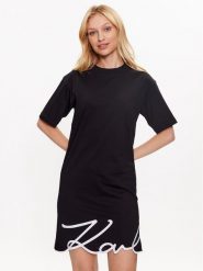 KARL LAGERFELD Sukienka codzienna Signature 231W1357 Czarny Relaxed Fit. Czarne sukienki KARL LAGERFELD, na co dzień, xs, bez wzorów, z bawełny, bez kołnierzyka, bez ramiączek, proste. Za 409.99 zł.