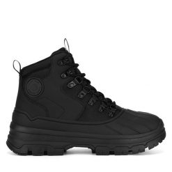 Trzewiki Hunter. Czarne botki Hunter, bez wzorów, bez obcasa, na płaskiej podeszwie, bez zapięcia. Za 359.99 zł.