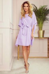 Sukienka Typu Motyl z Paskiem - Jasny Wrzos. Brązowe sukienki NUMOCO, l, bez wzorów, z elastanu, wizytowe, bez kołnierzyka, bez ramiączek. Za 224.90 zł.