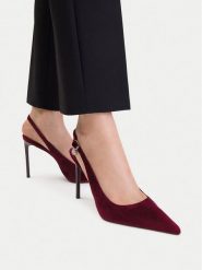 Nine West Szpilki EO-TS6384-02 Bordowy. Czerwone szpilki Nine West, bez wzorów, z materiału, bez obcasa, na szpilce, bez zapięcia. Za 279.99 zł.