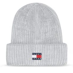 Czapka Tommy Jeans. Szare czapki zimowe Tommy Jeans, bez wzorów, z jeansu. Za 219.99 zł.