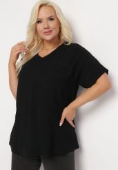 Czarna Bawełniana Bluzka z Kieszonką na Boku Quilea. Czarne bluzki Born2be, uniwersalny, bez wzorów, z bawełny, eleganckie, bez kołnierzyka, bez ramiączek. W wyprzedaży za 63.74 zł.