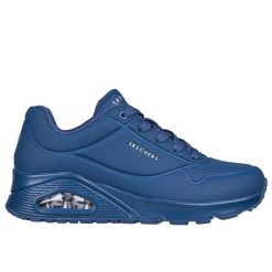 Sneakersy damskie Skechers Uno-Stand On Air buty sportowe niebieskie (73690-BLU). Niebieskie buty sportowe lifestyle Skechers, bez wzorów, bez zapięcia. Za 279.00 zł.