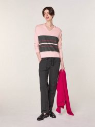 Rodier Wełniany sweter w kolorze jasnoróżowo-zielonym rozmiar: XL. Różowe swetry Rodier, xl, bez wzorów, z wełny, bez ramiączek. Za 239.99 zł.