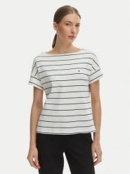 Tommy Hilfiger T-Shirt WW0WW49723 Écru Loose Fit. Białe t-shirty Tommy Hilfiger, s, bez wzorów, z bawełny, bez kołnierzyka, bez ramiączek. Za 249.99 zł.