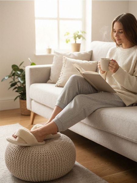 Kapcie z futerkiem - pomarańczowy. Brązowe kapcie Sinsay, bez wzorów. Za 25.99 zł.