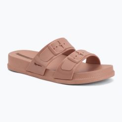 Klapki damskie Ipanema Leme Slide. Czerwone klapki Ipanema, bez wzorów, z materiału, eleganckie, bez obcasa, bez zapięcia. Za 109.99 zł.