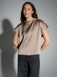 OPUS Bluzka "Festiva" w kolorze beżowym rozmiar: 42. Brązowe bluzki Opus, bez wzorów, bez kołnierzyka, bez ramiączek. Za 121.99 zł.