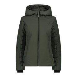 Kurtka damska turystyczna CMP 34K0056. Zielone kurtki przejściowe sportowe CMP, l, bez wzorów, z softshellu, z kapturem, trekkingowe. Za 492.00 zł.