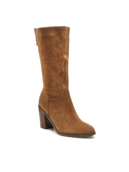 Lasocki Kozaki WYL2695-4Z Brązowy. Brązowe kozaki Lasocki, bez wzorów, ze skóry, bez obcasa, na słupku, bez zapięcia. Za 329.99 zł.