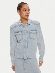 Gestuz Koszula jeansowa Kaily 10909063 Niebieski Oversize. Niebieskie koszule Gestuz, bez wzorów, z bawełny, bez kołnierzyka, bez ramiączek. Za 379.99 zł.