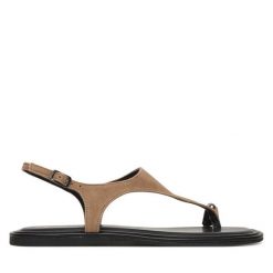 Sandały Tamaris. Brązowe sandały Tamaris, bez wzorów, bez obcasa, na płaskiej podeszwie, bez zapięcia. Za 289.99 zł.