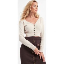 Kardigan Infuso PINKO. Brązowe swetry Pinko, m, bez wzorów, prążkowane, bez ramiączek. W wyprzedaży za 689.40 zł.