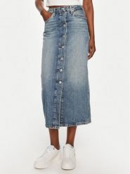 Tommy Hilfiger Spódnica jeansowa WW0WW42879 Niebieski Straight Fit. Niebieskie spódnice Tommy Hilfiger, bez wzorów, z bawełny. Za 419.99 zł.