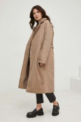 Answear Lab kurtka damska kolor beżowy przejściowa oversize. Brązowe kurtki Answear Lab, l, bez wzorów, klasyczne, bez kaptura. W wyprzedaży za 264.99 zł.
