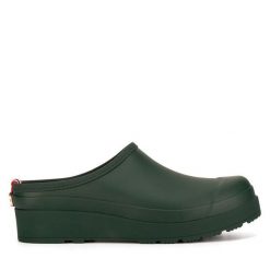 Klapki Hunter. Zielone klapki Hunter, bez wzorów, bez obcasa, bez zapięcia. Za 249.99 zł.