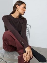 Dopasowany sweter z wiskozą - dark grey jeans. Szare swetry Sinsay, l, bez wzorów, z jeansu, bez ramiączek. Za 35.99 zł.