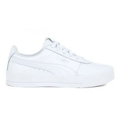 Buty Puma Carina L 370325 02 białe. Białe buty treningowe bez wzorów, z gumy, bez zapięcia. Za 365.58 zł.