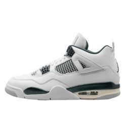 Buty sportowe unisex Air Jordan 4 Retro Oxidized Green. Zielone buty treningowe Jordan, bez wzorów, bez zapięcia. Za 906.49 zł.