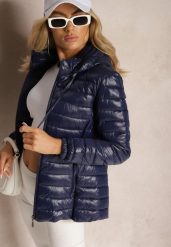 Granatowa Pikowana Kurtka z Odpinanym Kapturem Telianna. Niebieskie kurtki Renee, l, bez wzorów, eleganckie. W wyprzedaży za 82.49 zł.