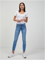 Orsay Dżinsy - Skinny fit - w kolorze błękitnym rozmiar: 42. Niebieskie jeansy Orsay, z aplikacjami, klasyczne. Za 100.99 zł.