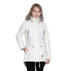 Parka Damska Wodoodporne Clea. Białe płaszcze Trespass, l, bez wzorów, z materiału, z kapturem. Za 260.99 zł.